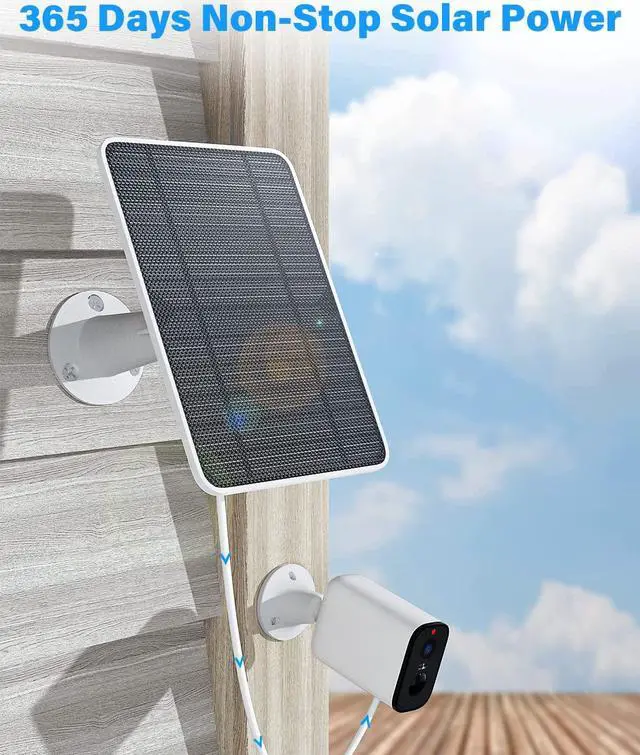 Alt view image 2 of 7 - Solar Panel Charging Compatible with Pro 5S, Arlo Pro 4, Pro 3, Pro 3 Floodlight, Ultra 2, Ultra, 4W Solar Panel with 9.8ft Charging Cable, IP65 Waterproof, Includes Secure Wall Mount, 4 Pack