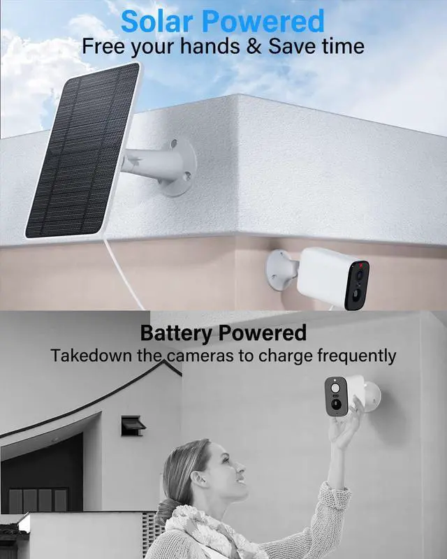 Alt view image 4 of 7 - Solar Panel Charging Compatible with Pro 5S, Arlo Pro 4, Pro 3, Pro 3 Floodlight, Ultra 2, Ultra, 4W Solar Panel with 9.8ft Charging Cable, IP65 Waterproof, Includes Secure Wall Mount, 4 Pack