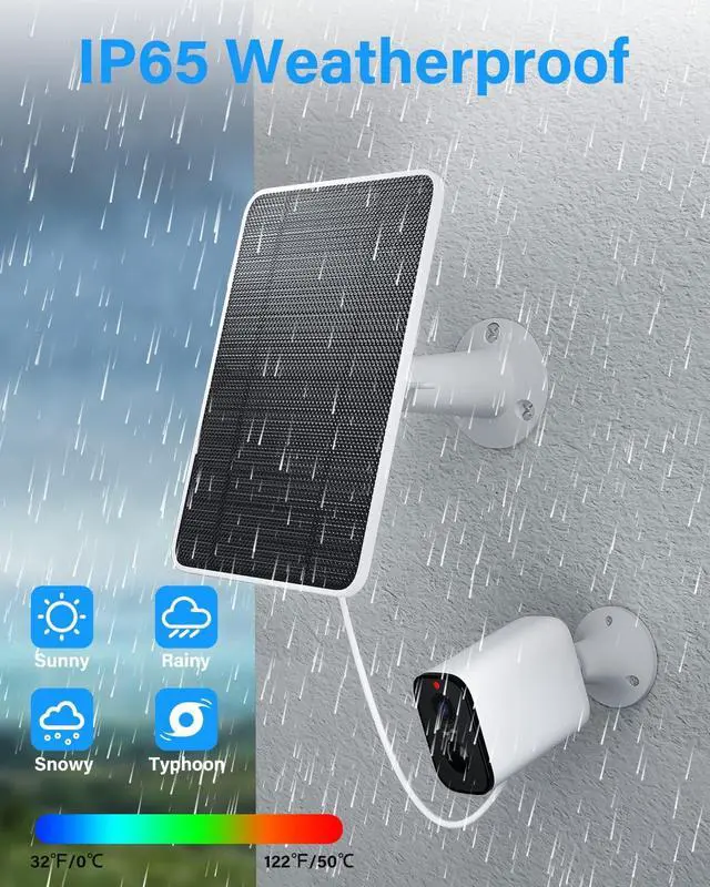 Alt view image 6 of 7 - Solar Panel Charging Compatible with Pro 5S, Arlo Pro 4, Pro 3, Pro 3 Floodlight, Ultra 2, Ultra, 4W Solar Panel with 9.8ft Charging Cable, IP65 Waterproof, Includes Secure Wall Mount, 4 Pack