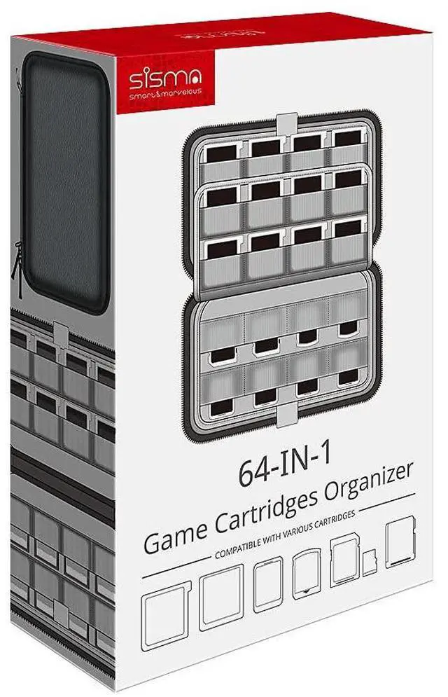 Alt view image 6 of 7 - sisma 64 DS 3DS Switch Game Case Compatible with Nintendo Game Cartridges, Cards Holder Organizer Home & Travel Safekeeping Storage Case Carrying Bag