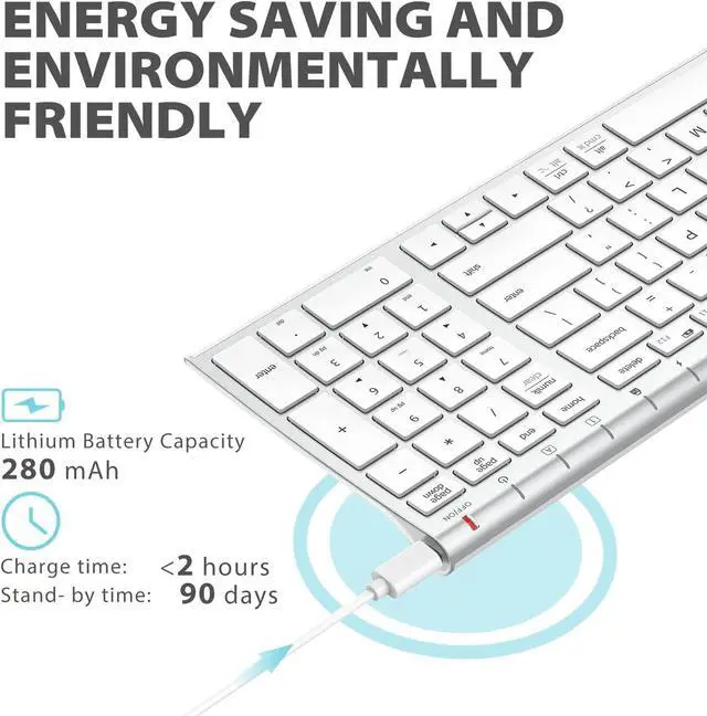 Alt view image 3 of 7 - iClever GK03 Wireless Keyboard and Mouse Combo - 2.4G Portable Wireless Keyboard Mouse, Rechargeable Battery Ergonomic Design Full Size Slim Thin Stable Connection Adjustable DPI (silver)