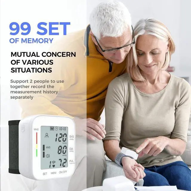Alt view image 6 of 7 - MMIZOO Wrist Blood Pressure Monitor Bp Monitor Large LCD Display Blood Pressure Machine Adjustable Wrist Cuff 5.31-7.68 inch Automatic 99x2 Sets Memory with Carrying Case for Home Use (W1681)