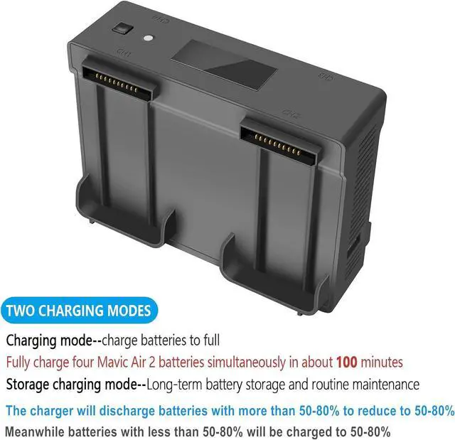 Alt view image 4 of 6 - Air 2S,Mavic Air 2 Wall & Car Charger Compatible with  Air 2S,Mavic Air Battery, 5 in 1 Rapid Multi Parallel Charging Hub Drone Accessories