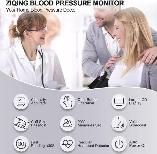 Alt view image 3 of 7 - Blood Pressure Monitors, Bp Monitor - Blood Pressure Machine Large Cuff Blood Pressure Monitor Upper Arm Cuff 8.7''-17.3'', Large Screen, 2 Users Total 198 Memories