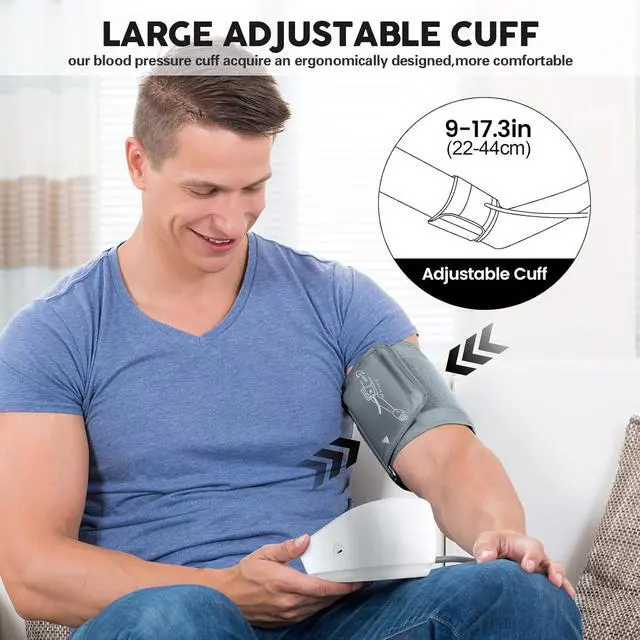 Alt view image 4 of 7 - Blood Pressure Monitors, Bp Monitor - Blood Pressure Machine Large Cuff Blood Pressure Monitor Upper Arm Cuff 8.7''-17.3'', Large Screen, 2 Users Total 198 Memories