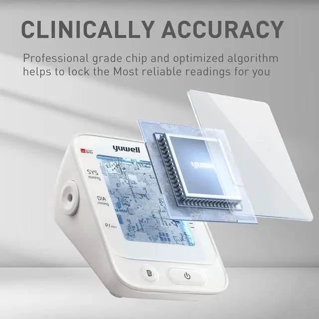 Alt view image 3 of 7 - yuwell Blood Pressure Monitor, Large Upper Arm Blood Pressure Cuff, Digital Blood Pressure Machine for Home Use, Large Display, Stores 99 Readings, Voice Broadcasting with Power Adapter and Batteries