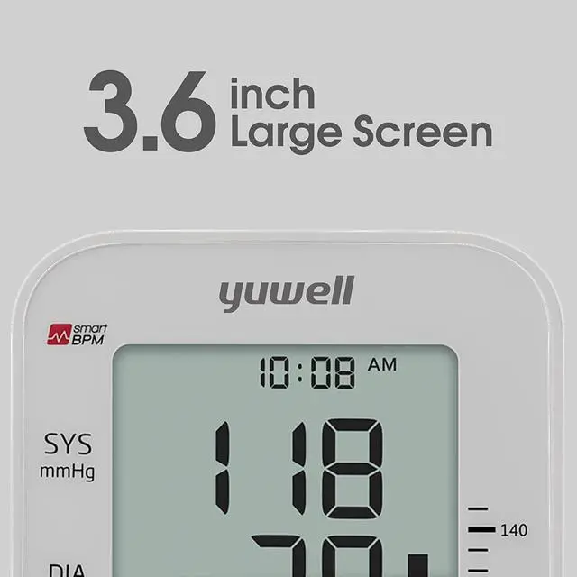 Alt view image 4 of 7 - yuwell Blood Pressure Monitor, Large Upper Arm Blood Pressure Cuff, Digital Blood Pressure Machine for Home Use, Large Display, Stores 99 Readings, Voice Broadcasting with Power Adapter and Batteries