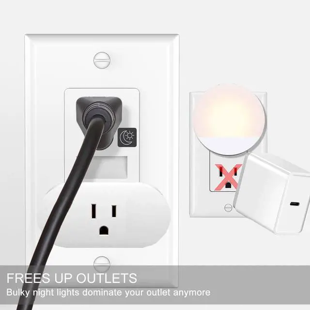 Alt view image 5 of 6 - SOZULAMP Night Light Wall Outlet-Easy to Install,Standard Electrical Outlets with Nightlight,White,2 Pole 3 Wire,Non-Tamper Resistant,Wall Plate Included(4Pack,Daylight White LED)