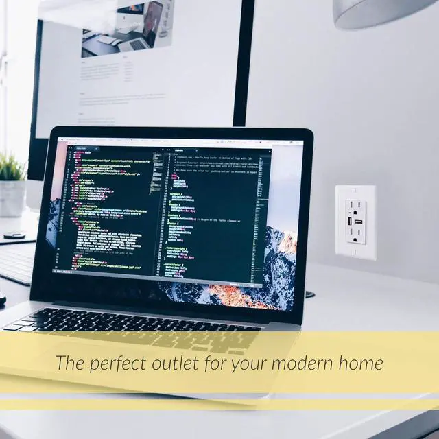 Alt view image 6 of 7 - Faith [10-Pack] 4.6A USB Outlet High Speed Charger, 15A Tamper-Resistant Receptacle with Wall Plate, 2 Outlets & 2 USB Ports, Compatible w/iPhone, iPad, Android, Samsung Devices & More, 10-Pack, White