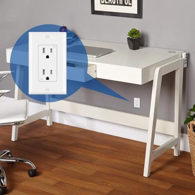 Alt view image 7 of 7 - CML Decorator Wall Recetpacle Outlet, 50 Pack Tamper Resistant 15 Amp Standard Electrical Outlets, 15A/125V, 2 Pole 3 Wire, Wallplate Included, UL Listed, White