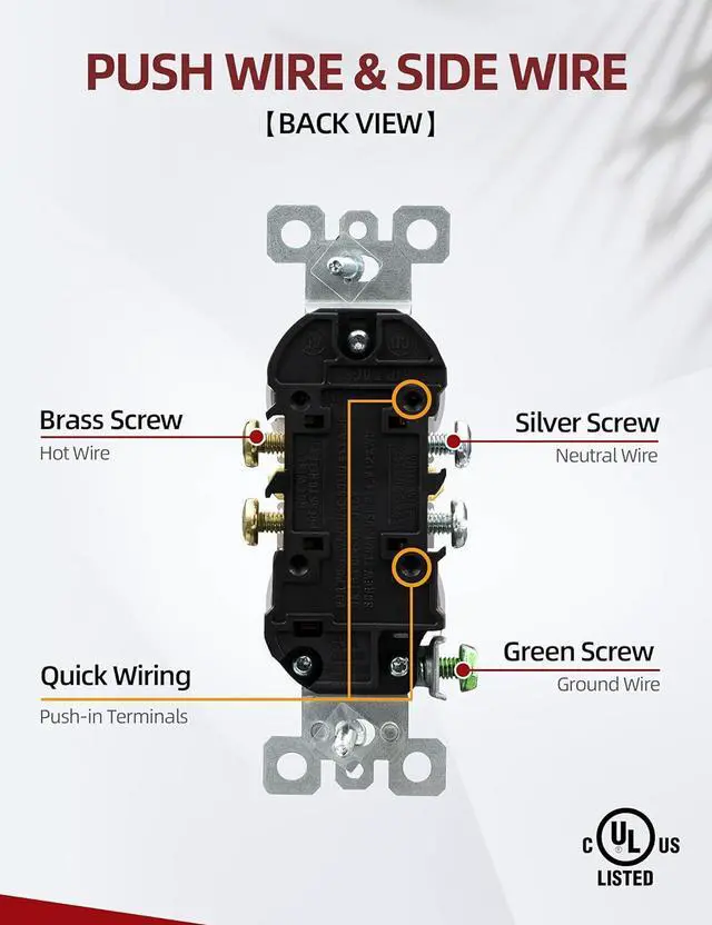 Alt view image 7 of 7 - AIDA 10 Pack 15A 125V Duplex Heavy-Duty Receptacle Outlet, Electrical Outlet Electrical Wall Outlets, Duplex Receptacle Outlet, Residential Grade, 2-Pole 3-Wire, Self-Grounding Clip, UL Listed, White