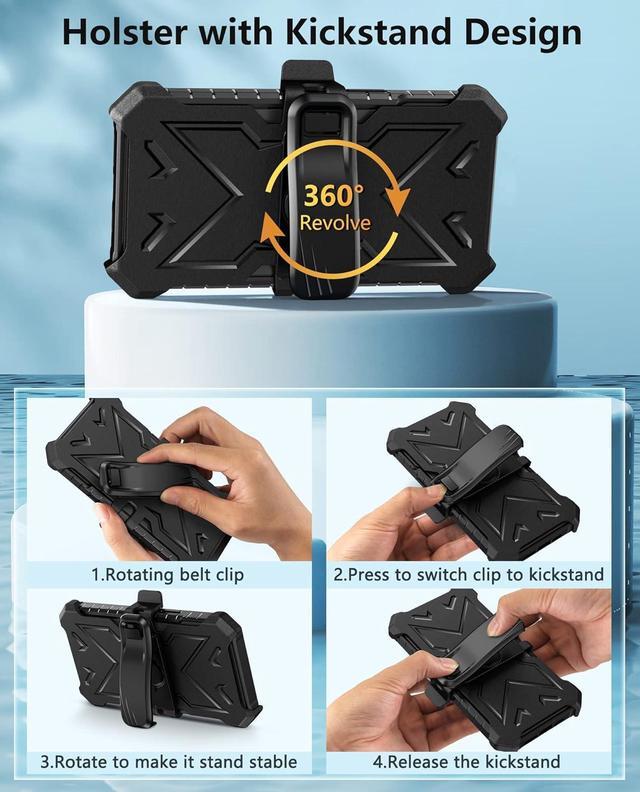 Alt view image 5 of 7 - FNTCASE for iPhone 14 Pro Max Case: Military Grade Rugged Cell Phone Cover with Kickstand & Holster | Shockproof TPU Protection Bumper Matte Textured Design for iPhone 14 Pro Max Cases 6.7inch - Black