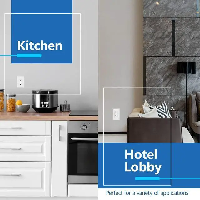 Alt view image 7 of 7 - LIDER Matte Finish Decorator Receptacle with Interchangeable Face Cover, Child Safe Tamper-Resistant Wall Outlet with Screwless Wall Plate, Residential Grade 15A 125V UL Listed LR15-TR-WSWP10P, White