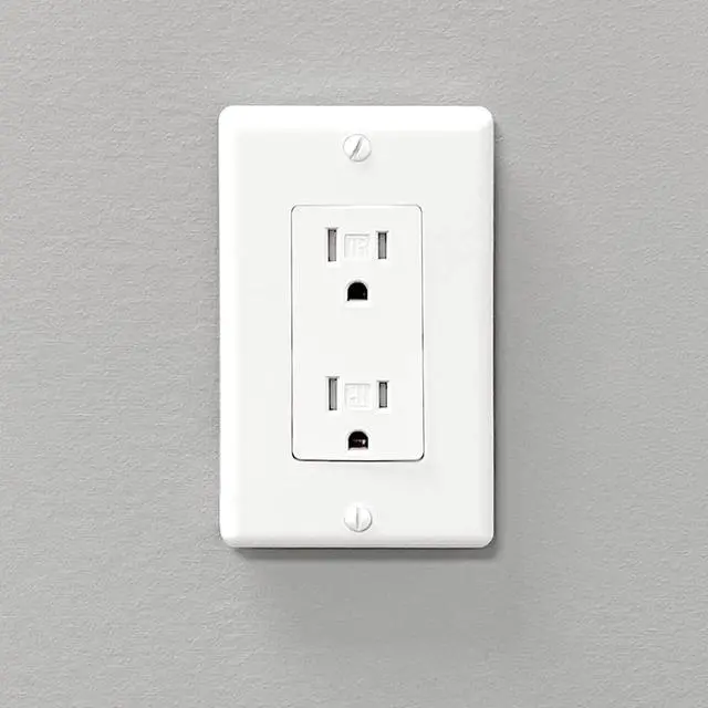 Alt view image 4 of 7 - Maxxima Tamper Resistant Duplex Receptacle - Standard Decorative Electrical Wall Outlet 15A, Contractor Pack, Wall Plates Included - White - 10 Pack