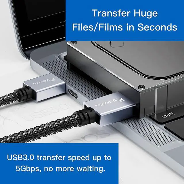 Alt view image 2 of 6 - USB to USB Cable 3 ft USB 3.0 Male to Male Type A to A Double Sided USBCord for Data Transfer Hard Drive Laptop DVD TV USB Hub and More