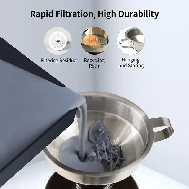 Alt view image 2 of 7 - ANYCUBIC Resin Printer Accessories Tool Kits, Silicone Pad, Stainless Steel Resin Filter, Multi-Function Water Bottle, Fish Scale Cloth, Golves, Plastic Nipper for Cleaning and 3D Printing