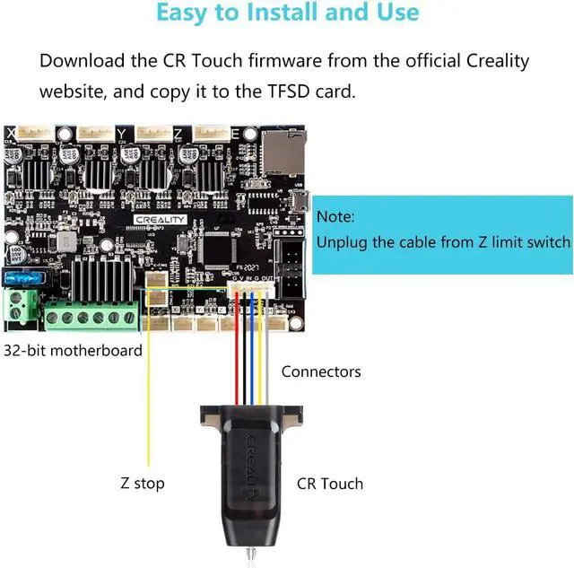 Alt view image 4 of 7 - Creality CR Touch Auto Bed Leveling Sensor Kit for 3D Printer with Metal Push Pin for Ender 3/Ender 3 V2/Ender 3 Pro/3 Max/Ender 5 pro/CR-10 with 32 Bit V4.2.2/V4.2.7 Mainboard
