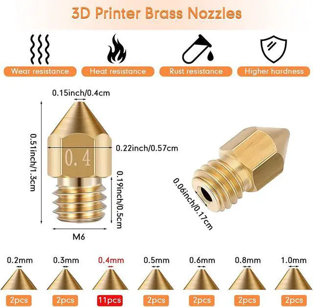 Alt view image 2 of 7 - Leifide 50 Pieces 3D Printer Nozzle Cleaning Kit Includes 19 Pcs Stainless Steel Needles Cleaner Tools and 23 Pcs MK8 Nozzles Multiple Sizes Compatible with Makerbot Creality CR-10 Ender 3 5