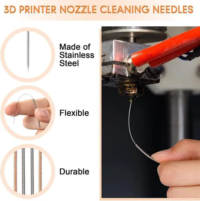 Alt view image 5 of 7 - Leifide 50 Pieces 3D Printer Nozzle Cleaning Kit Includes 19 Pcs Stainless Steel Needles Cleaner Tools and 23 Pcs MK8 Nozzles Multiple Sizes Compatible with Makerbot Creality CR-10 Ender 3 5