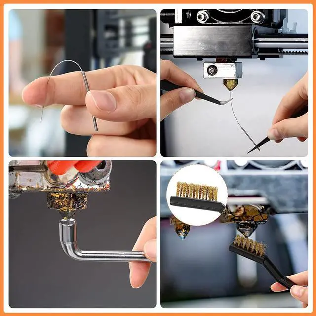 Alt view image 7 of 7 - Leifide 50 Pieces 3D Printer Nozzle Cleaning Kit Includes 19 Pcs Stainless Steel Needles Cleaner Tools and 23 Pcs MK8 Nozzles Multiple Sizes Compatible with Makerbot Creality CR-10 Ender 3 5