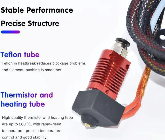 Alt view image 2 of 6 - Creativity CR10 Hotend Assembled MK8 Extruder Kit Full Set (with 0.4MM Nozzles) Upgrade for 3D Printer CR 10/CR 10S/S4/S5 Replacement Parts