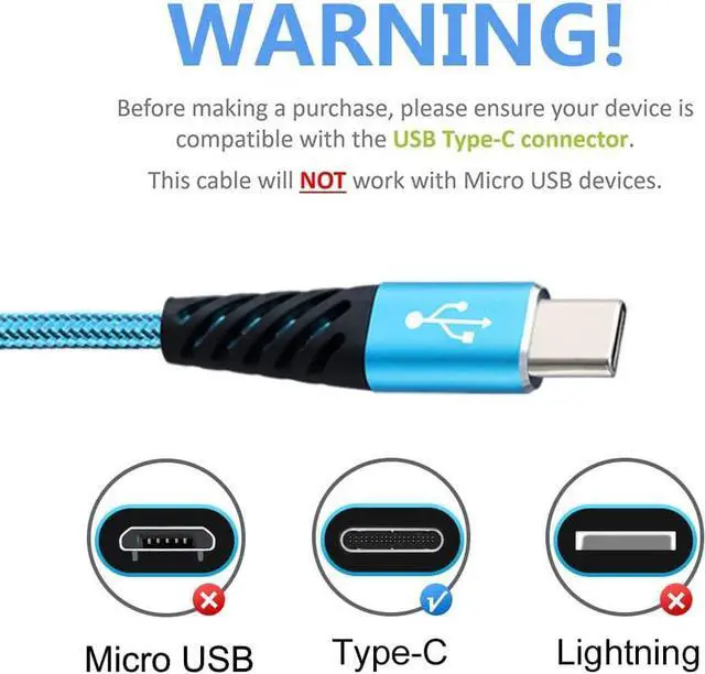 Alt view image 2 of 7 - Bynccea Type C Charger Cable 10FT 4-Pack Fast Charging Cord USB A to USB C Cell Phone Charger Nylon Braided Compatible with Samsung Galaxy S10 S9 S8 Note 10 9 Pixel LG V30