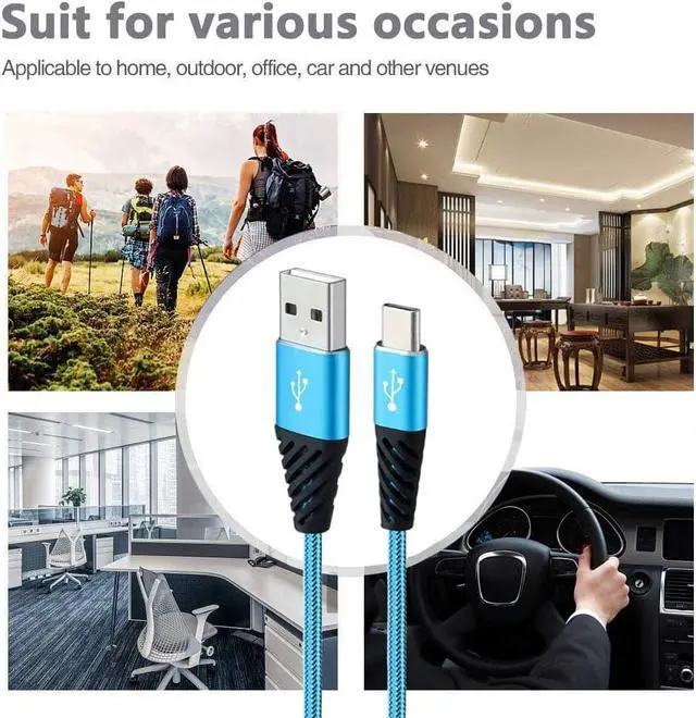 Alt view image 6 of 7 - Bynccea Type C Charger Cable 10FT 4-Pack Fast Charging Cord USB A to USB C Cell Phone Charger Nylon Braided Compatible with Samsung Galaxy S10 S9 S8 Note 10 9 Pixel LG V30