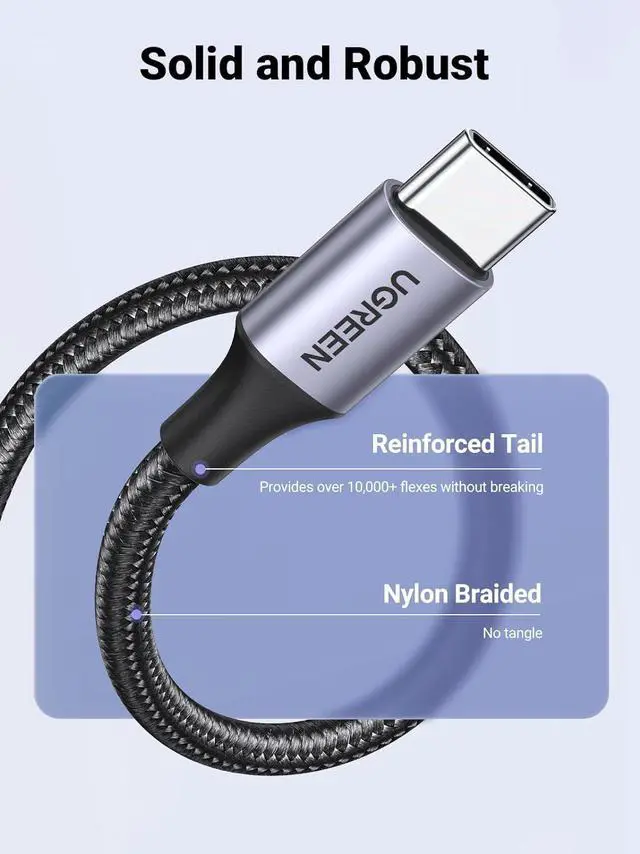 Alt view image 6 of 7 - UGREEN USB to USB C Cable, Car Carplay Cable USB A to Type C Cable Fast Charging Braided USB C Cord Compatible with iPhone 16/16 Plus/16 Pro/15, SAM-SUNG Galaxy S24/S23, Pixel 8/7, 1.6FT