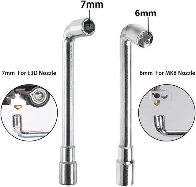 Alt view image 2 of 7 - 6mm 7mm L-Shaped Hexagonal Wrench Tool & 5 in 1 Multi-Function Wrench for Fixed Mk8 Ender 3 Brass Nozzle Included Copper Wire Toothbrush 3D Printer Accessories (5 Tools)