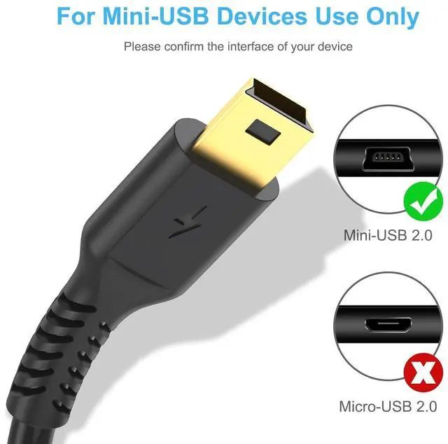 Alt view image 3 of 6 - 6FT Mini USB Cable Standard USB 2.0 Type A Male to Mini B Male Charger Cord Compatible with PS3 Controller MP3 Player Camera Dash Cam Garmin GPS Hero 4/3+