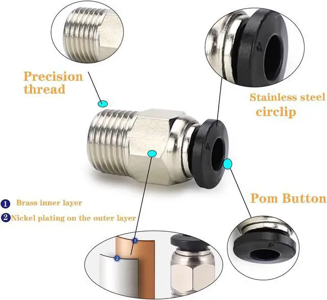 Alt view image 5 of 6 - 3D Printer Bowden Tube 2M, PTFE Tube Teflon Bowden Tubing with high Grade PC4-M6 & PC4-M10 Pneumatic Fittings,Tube Cutter, for 1.75mm Filament Ender 3/Ender 3 V2/Ender 3 Pro/CR 10 Series