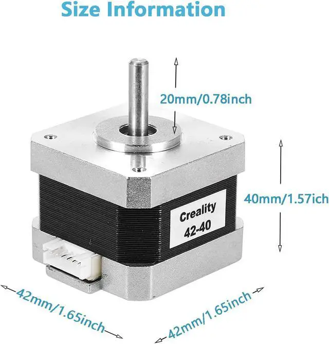 Alt view image 6 of 7 - Creality Official 42-40 Stepper Motor with Extruder Gear, 2 Phase 1A 1.8 Degree 0.4 N.M for 3D Printer Extruder, Compatible with E-axis of Ender 3/Ender 3 V2/Ender 3 pro/Ender 5/CR-10 3D Printer