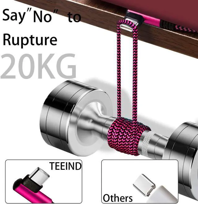 Alt view image 7 of 7 - USB C Angle Cord: [90 Degree/6ft/4Pack] Nylon USB C Cable Compatible with  Galaxy S10/S10e/9/Note 10 Charger Cable-[Blue/Black/Magenta/Purple]