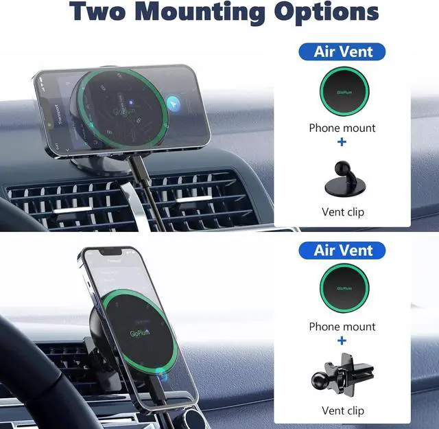 Alt view image 3 of 7 - Magnetic Wireless Car Charger Mount Compatible with Magsafe iPhone 15/ iPhone 14/iPhone 13, Fast Charging Air Vent Magnet Accessories Car Phone Holder