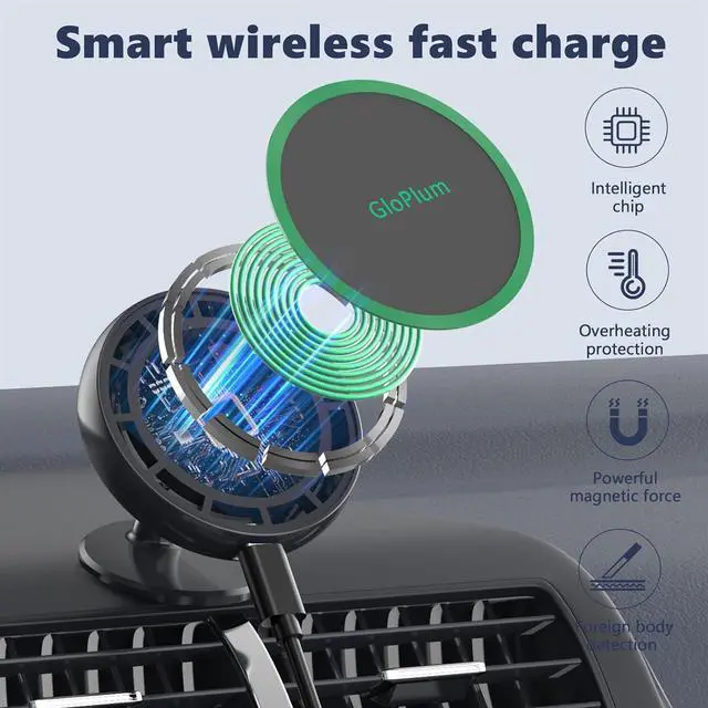 Alt view image 4 of 7 - Magnetic Wireless Car Charger Mount Compatible with Magsafe iPhone 15/ iPhone 14/iPhone 13, Fast Charging Air Vent Magnet Accessories Car Phone Holder