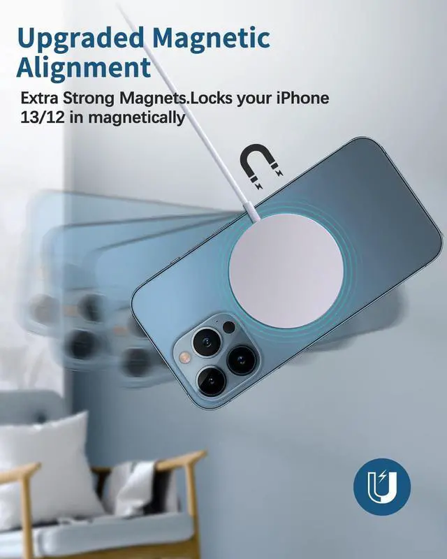 Alt view image 5 of 7 - Magnetic Wireless Charger Mag-Safe Charger for iPhone 16/15/14/13/12 Series Convertible Magnet Wireless Charging Stand/Pad with 5ft Cable for iPhone and AirPods 2/3/Pro 2/Pro