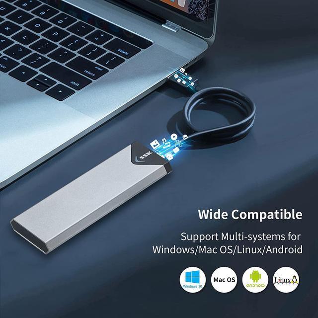 Alt view image 6 of 6 - Aluminum M.2 NVME SATA SSD Enclosure Adapter USB 3.2 Gen 2 (10 Gbps) to NVME PCI-E SATA M-Key/(B+M) Key Solid State Drive External Enclosure Support UASP Trim for NVME/SATA SSDs 2242/2260/2280