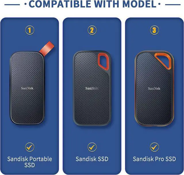 Alt view image 2 of 7 - Hard Case for SanDisk Extreme Pro/SanDisk Extreme Portable External SSD 500GB 1TB 2TB Travel Case Protective Cover Storage Bag (Grey)