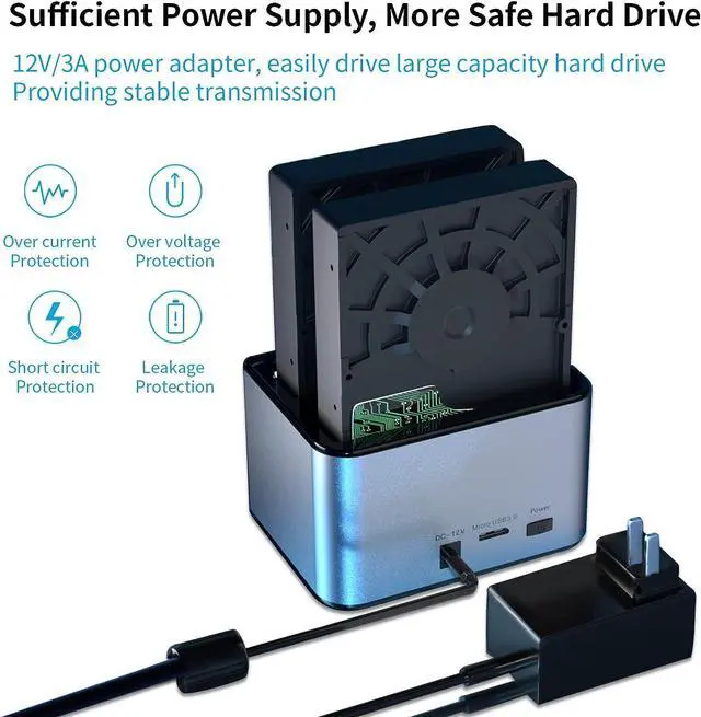 Alt view image 4 of 7 - Hard Drive Dock SSK USB 3.0 to SATA I/II/III Dual Bay Aluminum External Hard Drive Docking Station for 2.5 3.5 inch SATA HDD SSD Support UASP, 2x16TB + 2 USB3.0 Ports (Not Support Offline Clone)
