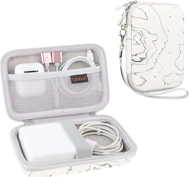 Main image of Canboc Carrying Case for MacBook Air Pro Charger MagSafe/MagSafe 2 Power Adapter, iPhone 14/14 Pro MagSafe Charger, USB C Hub, Type C Hub, USB Multiport Adapter, Hard EVA Bag, White