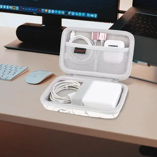 Alt view image 6 of 6 - Canboc Carrying Case for MacBook Air Pro Charger MagSafe/MagSafe 2 Power Adapter, iPhone 14/14 Pro MagSafe Charger, USB C Hub, Type C Hub, USB Multiport Adapter, Hard EVA Bag, White