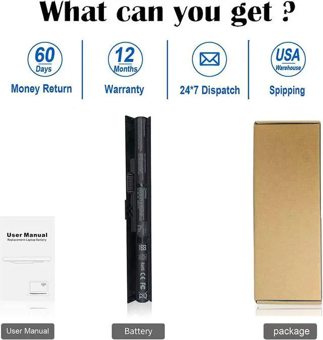 Alt view image 6 of 7 - VI04 Notebook Battery for HP Spare 756743-001 756478-851 756744-001 756478-421 756478-422 VI04041 VI04XL VI04041-CL HSTNN-LB6I HSTNN-C82C ProBook 450 G2 Pavilion 15-P226NR 15-P213CL Envy M7-K111DX