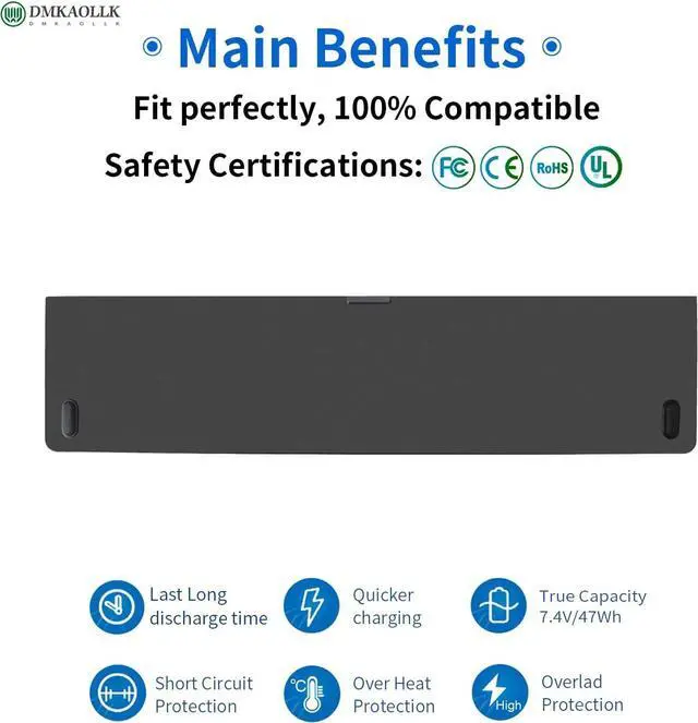 Alt view image 3 of 7 - DMKAOLLK E7440 Laptop Battery for Dell Latitude 14 7000 E7440 E7450 E7420 Series PFXCR 34GKR F38HT G95J5 3RNFD G0G2M T19VW 909H5 0909H5 451-BBFT 451-BBFV 451-BBFY E225846 Notebook Battery