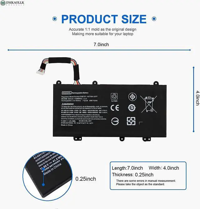 Alt view image 4 of 6 - 849048-421 SG03XL Battery for HP Envy M7 Notebook M7-u109dx M7-u009dx 17t-u100 CTO 17-u100 17-u163cl 17-u177cl 17-u292cl 17-u273cl 17-u275cl 17-u153nr 17-u175nr Series 849314-856 849314-850 w2k88ua