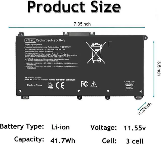 Alt view image 2 of 7 - HT03XL Battery Replacement HP Pavilion Laptop Battery 15-cs3xxx 15-cs2xxx 15-cs1xxx 15-cs0xxx 15-cw0xxx 15-cw1xxx 15-cw0 15t-cs300 15t-cs200 15t-cs0 15-cs3073cl 15-cs3153cl 15-cs3063cl Ht03xl Battery