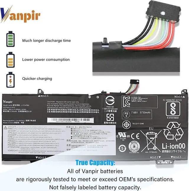 Alt view image 3 of 6 - L17C4PB0 Laptop Battery, 7.68V 45Wh 5928mAh Compatible with Lenovo Flex 6-14IKB 14ARR 530S-14ARR 530S-14IKB 530S-15IKB Series Notebook L17M4PB0 L17C4PB2 L17M4PB2 5B10Q16066 5B10Q16067