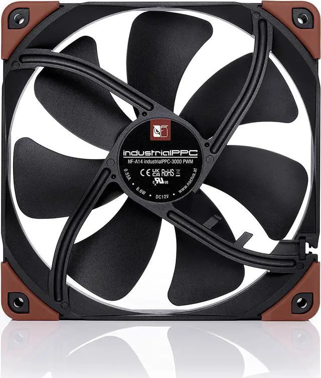 Alt view image 4 of 7 - NF-A14 iPPC-3000 PWM Heavy Duty Cooling Fan 4-Pin 3000 RPM (140mm Black)