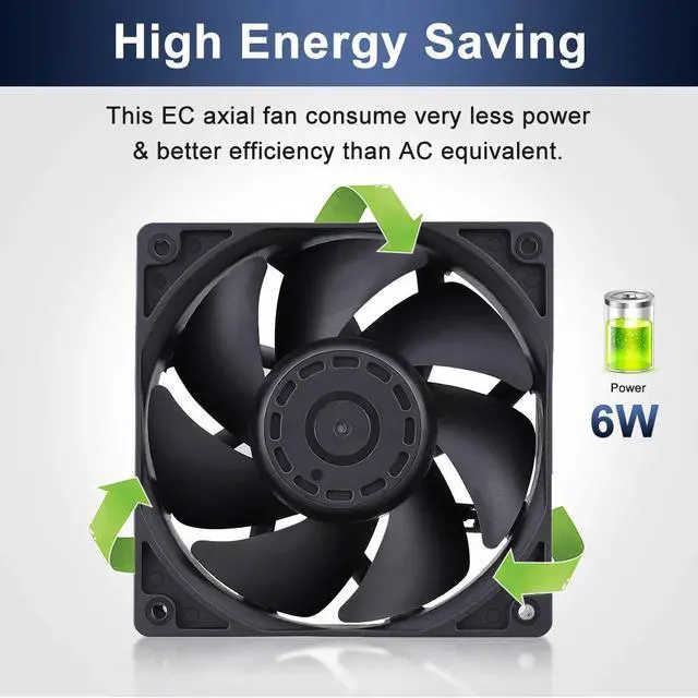 Alt view image 5 of 7 - Wathai EC Industrial Case Fan 120mm x 38mm Ball Bearing AC 110V 115V 120V 220V 240V Brushless Cooling Fan