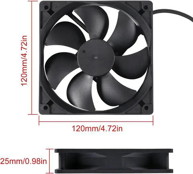 Alt view image 2 of 6 - 2PACK 120mm 5V USB Computer PC Fan, 120mm Fan 5V USB Brushless 12025 120x25mm for Cooling PC Computer Case CPU Coolers Radiators