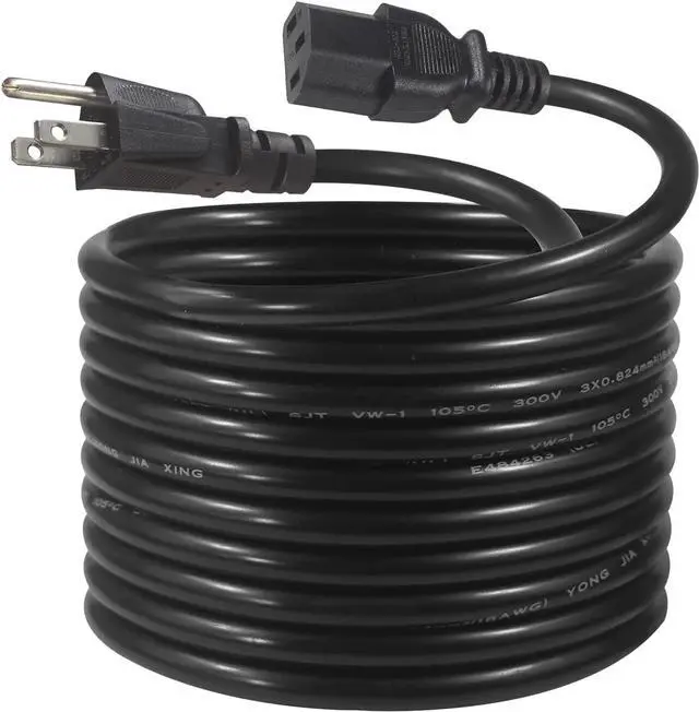 Main image of 12FT Computer Monitor Replacement Power Cord -Black Long Standard PC Replace AC 3 Prong Power Supply Cord Heavy Duty 18AWG IEC C13 Power Cable NEMA 5-15P to C13 10A 125V for Monitor/TV/Computer